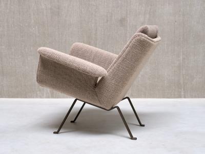 Koene Oberman Koene Oberman Armchair in Gray Two Tone Wool and Steel Netherlands 1950s