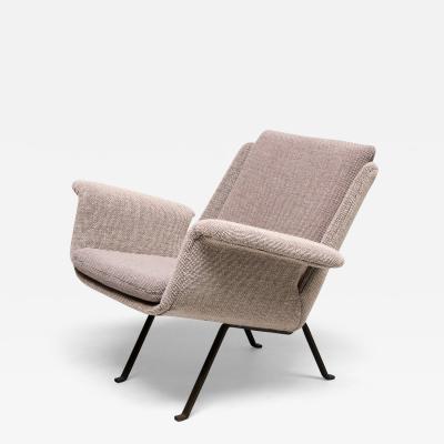 Koene Oberman Koene Oberman Armchair in Gray Two Tone Wool and Steel Netherlands 1950s