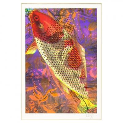 Koi Fish Print 1991 Framed Signed