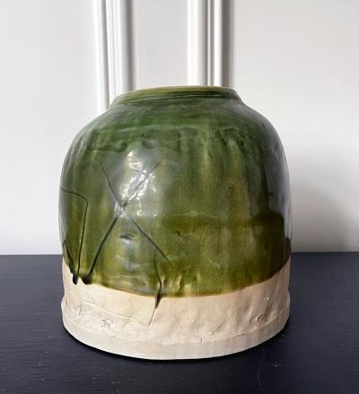 Koie Ryoji Japanese Modern Studio Ceramic Oribe Jar by Ryoji Koie