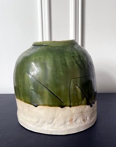 Koie Ryoji Japanese Modern Studio Ceramic Oribe Jar by Ryoji Koie