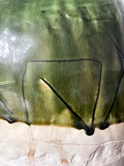 Koie Ryoji Japanese Modern Studio Ceramic Oribe Jar by Ryoji Koie