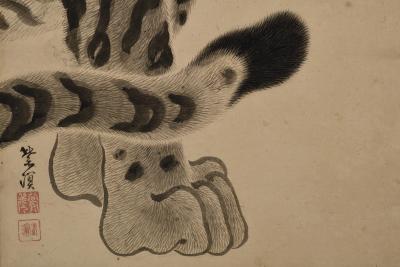 Kokuho Shimei 19th Century Japanese Tiger Painting Pair by Kokuho Shimei 1789 1859 