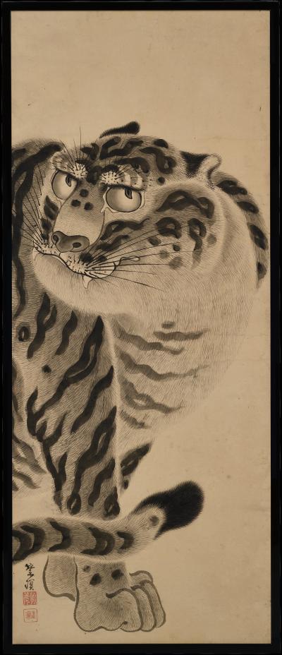 Kokuho Shimei 19th Century Japanese Tiger Painting Pair by Kokuho Shimei 1789 1859 