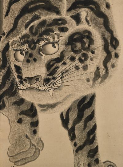 Kokuho Shimei 19th Century Japanese Tiger Painting Pair by Kokuho Shimei 1789 1859 