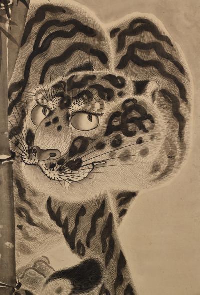 Kokuho Shimei 19th Century Japanese Tiger Painting Pair by Kokuho Shimei 1789 1859 