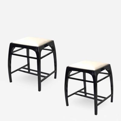 Koloman Moser koloman moser pair of black lacquered stools newly covered in silk