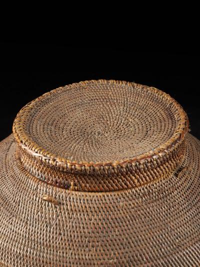 Kongo People DRC Lidded Wicker Basket Container