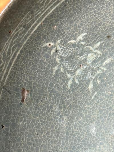 Korean Ceramic Celadon Bowl with Sanggam Slip Inlay Goryeo Dynasty