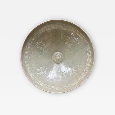 Korean Ceramic Celadon Bowl with Sanggam Slip Inlay Goryeo Dynasty