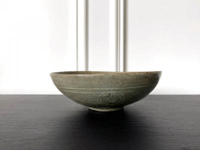 Korean Ceramic Celadon Bowl with Slip Inlay Goryeo Dynasty