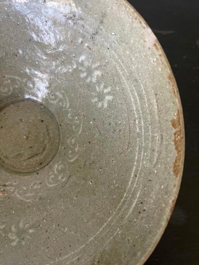 Korean Ceramic Celadon Bowl with Slip Inlay Goryeo Dynasty