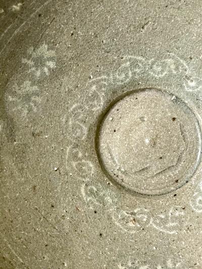 Korean Ceramic Celadon Bowl with Slip Inlay Goryeo Dynasty