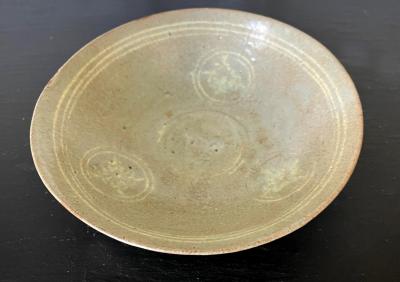 Korean Ceramic Celadon Bowl with Slip Inlay Goryeo Dynasty