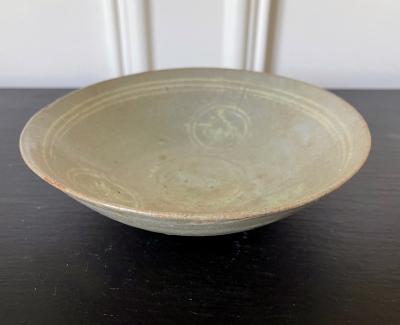 Korean Ceramic Celadon Bowl with Slip Inlay Goryeo Dynasty