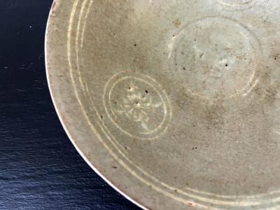 Korean Ceramic Celadon Bowl with Slip Inlay Goryeo Dynasty