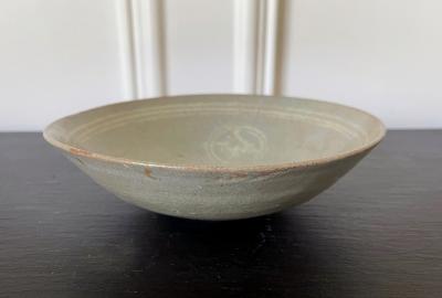 Korean Ceramic Celadon Bowl with Slip Inlay Goryeo Dynasty