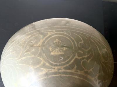 Korean Ceramic Celadon Bowl with Slip Inlay Goryeo Dynasty
