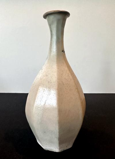 Korean Ceramic Faceted Blue and White Bottle Vase Joseon Dynasty