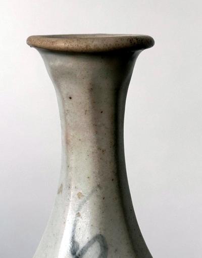 Korean Ceramic Faceted Blue and White Bottle Vase Joseon Dynasty
