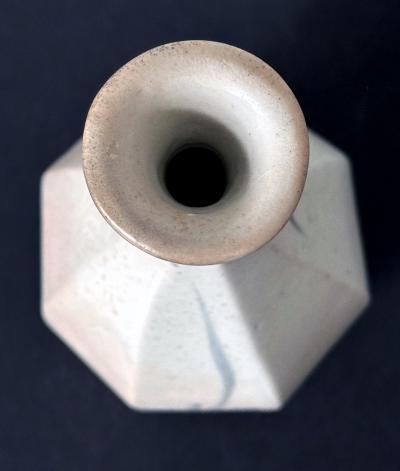 Korean Ceramic Faceted Blue and White Bottle Vase Joseon Dynasty