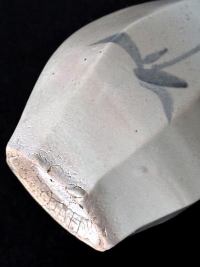 Korean Ceramic Faceted Blue and White Bottle Vase Joseon Dynasty