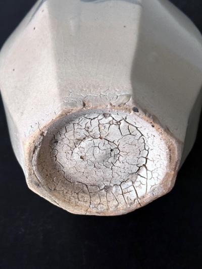 Korean Ceramic Faceted Blue and White Bottle Vase Joseon Dynasty