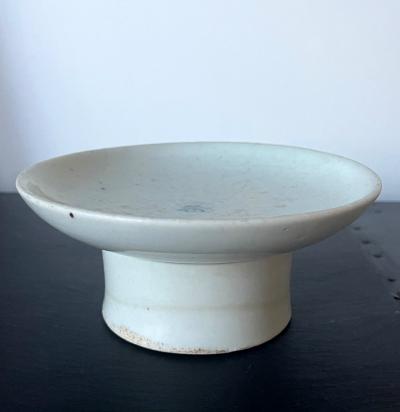 Korean Ceramic Ritual Offering Stemmed Dish with Inscription Joseon Dynasty