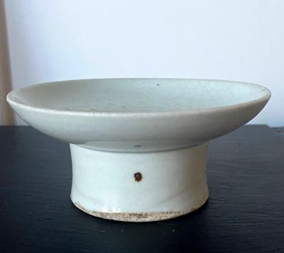 Korean Ceramic Ritual Offering Stemmed Dish with Inscription Joseon Dynasty