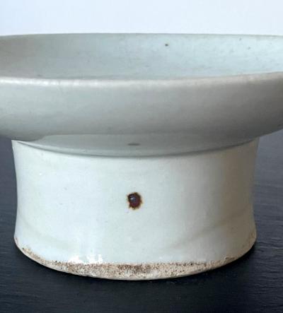 Korean Ceramic Ritual Offering Stemmed Dish with Inscription Joseon Dynasty