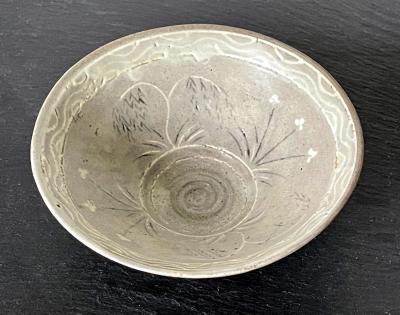 Korean Ceramic Tea Bowl with Slip Inlays Goryeo Dynasty