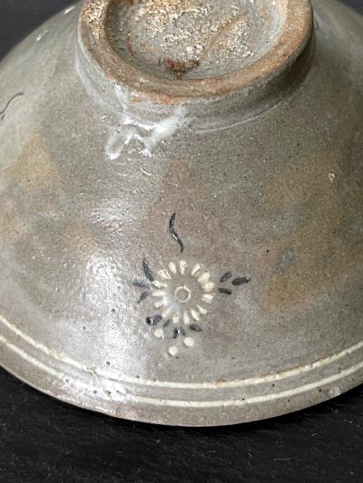 Korean Ceramic Tea Bowl with Slip Inlays Goryeo Dynasty