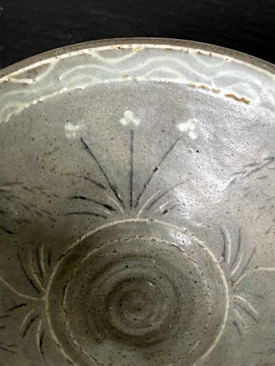 Korean Ceramic Tea Bowl with Slip Inlays Goryeo Dynasty