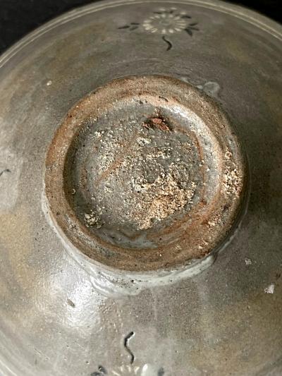 Korean Ceramic Tea Bowl with Slip Inlays Goryeo Dynasty