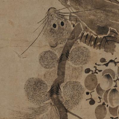 Korean Grapevine Squirrel Scroll Painting 17th Century Joseon period 