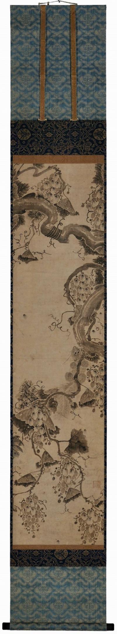 Korean Grapevine Squirrel Scroll Painting 17th Century Joseon period 