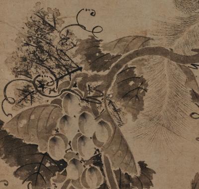 Korean Grapevine Squirrel Scroll Painting 17th Century Joseon period 