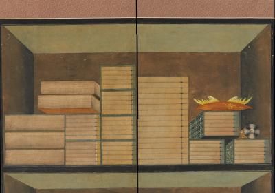 Korean Six Panel Screen Scholar s Library