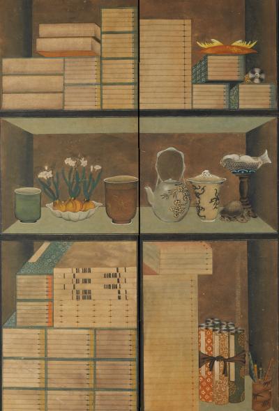 Korean Six Panel Screen Scholar s Library