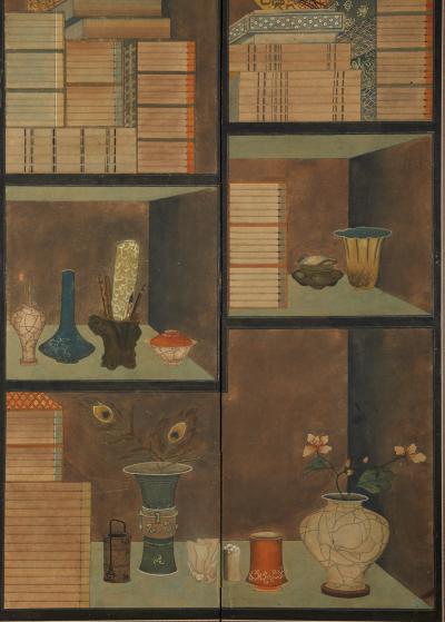 Korean Six Panel Screen Scholar s Library