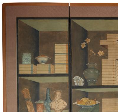 Korean Six Panel Screen Scholar s Library
