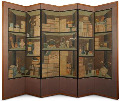 Korean Six Panel Screen Scholar s Library