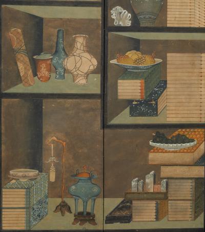 Korean Six Panel Screen Scholar s Library