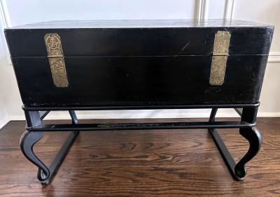 Korean Wedding Box on Stand Lacquer with MOP Inlays