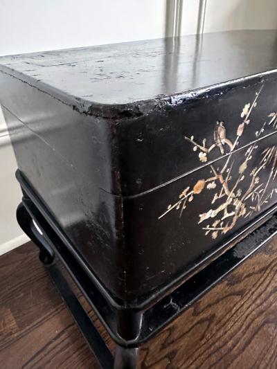 Korean Wedding Box on Stand Lacquer with MOP Inlays