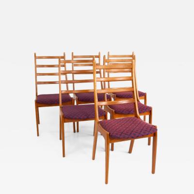 Korup Stolefabrik Mid Century Teak High Ladderback Dining Chairs Set of 6