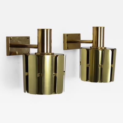 Kosthantverk Tyringe Pair of Swedish Midcentury Wall Lamps in Brass by Tyringe Konsthantverk 1960s