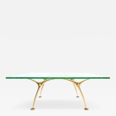 Kouloufi A Brass Based Glass Topped Cocktail Table by Kouloufi