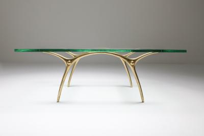 Kouloufi Bronze Hollywood Regency Coffee Table by Kouloufi 1970s