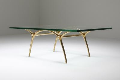 Kouloufi Bronze Hollywood Regency Coffee Table by Kouloufi 1970s